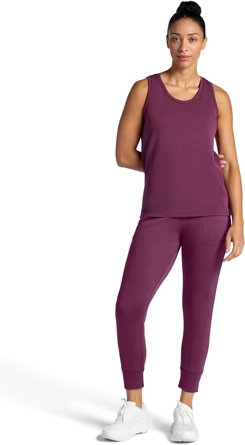 image:imageGaiam Womens Hudson Scoop Neck Tank Top Relaxed Fit Stretch Midweight Material HighLow HemMauve Wine