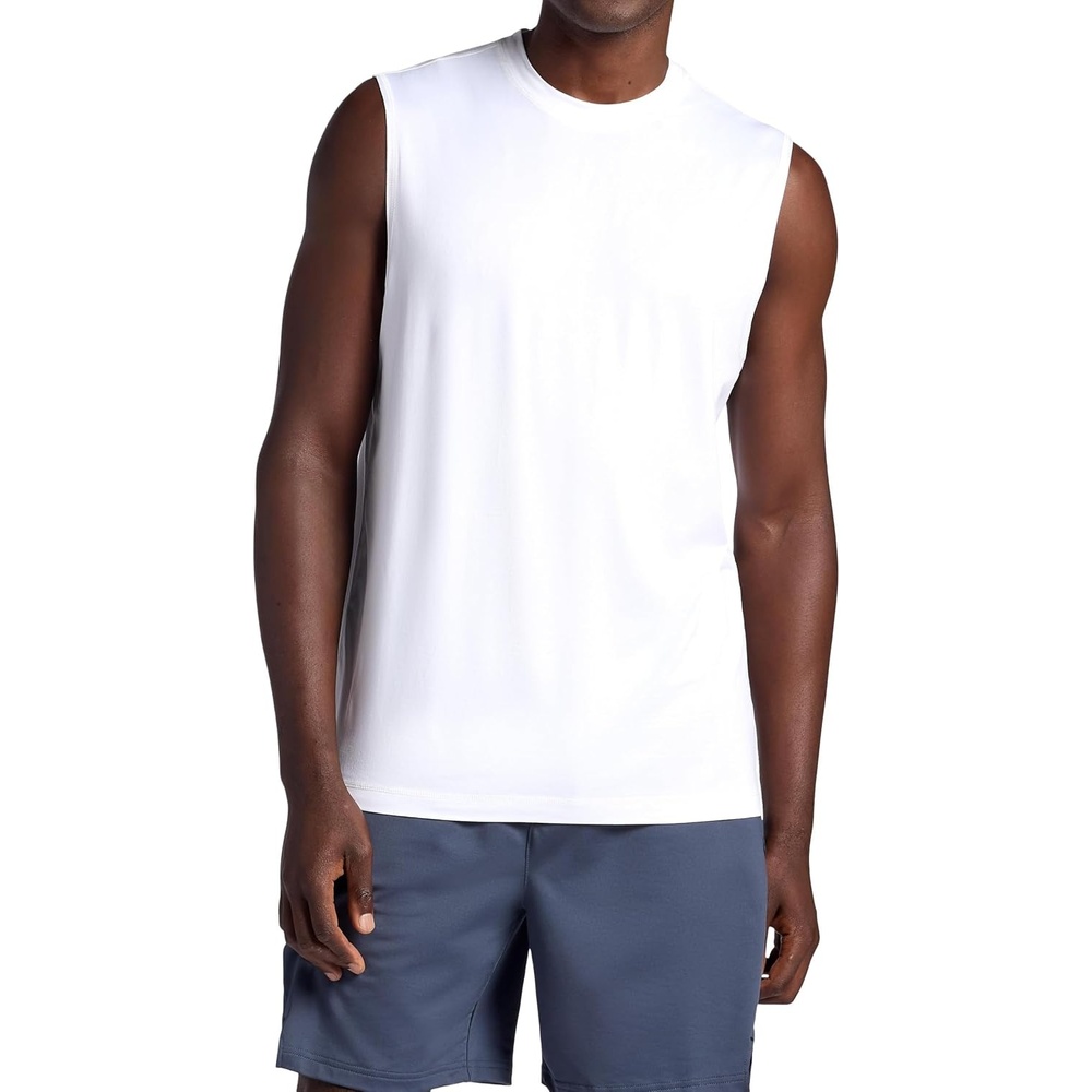 image:imageGaiam Mens Everyday Basic Muscle Tank Top Standard Fit Stretch Midweight MaterialStark White