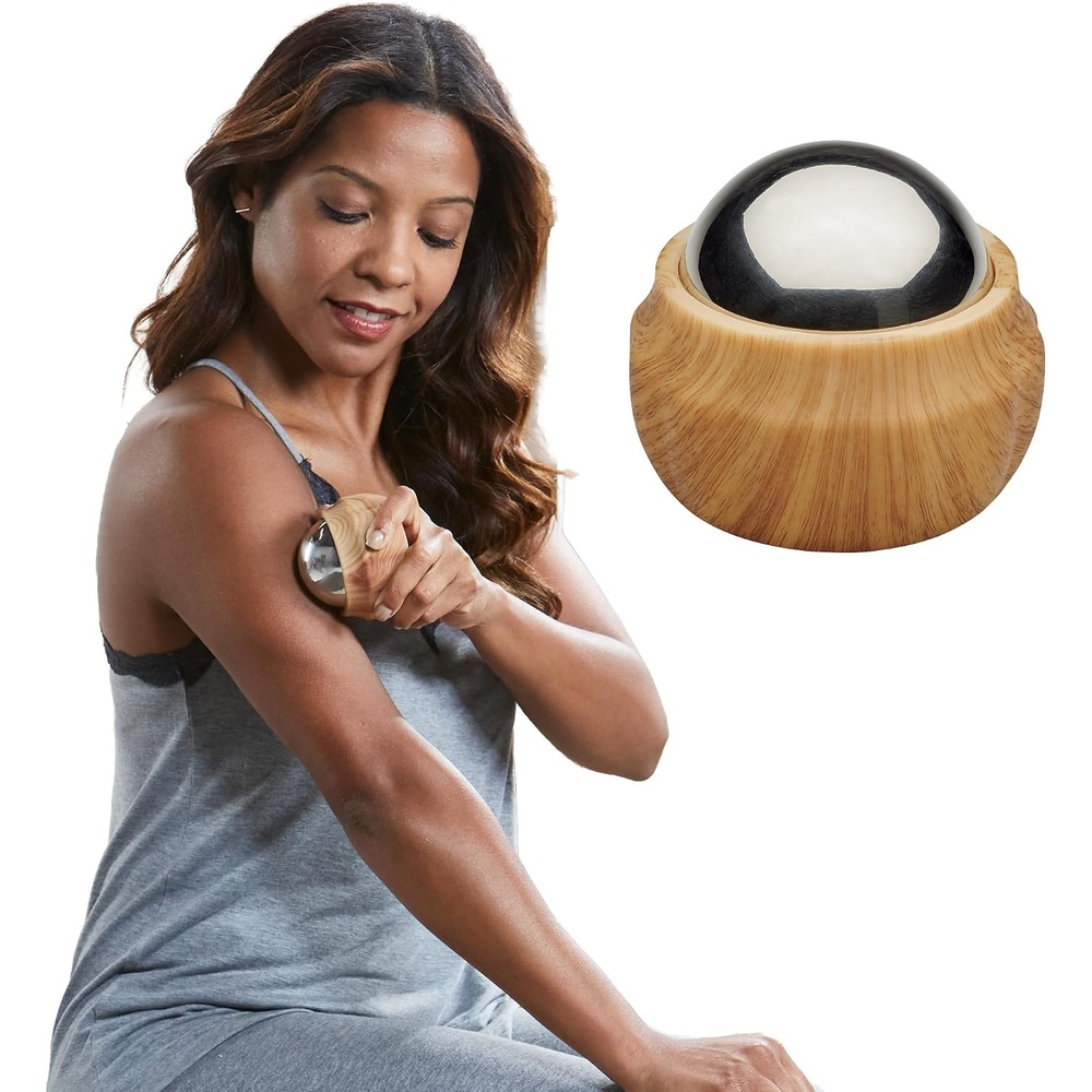 image:imageGaiam Restore Cold Therapy Massage Roller Ball Handheld Massager for Muscle Relief amp Recovery Stainless Steel Manual Cold Massage Roller Ball for Back Feet Shoulders and Legs
