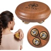 Gaiam Relax Handheld Massager – Portable Wood Massage Tool with 3 Free-Rolling Stainless Steel Balls for Sore Muscle, Tension & Blood Circulation Relief
