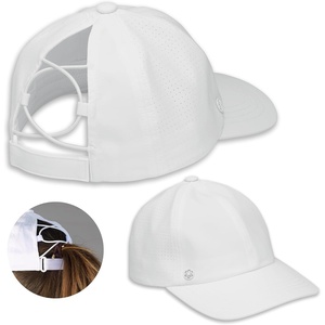Gaiam Ponytail Hat for Women Breathable Mesh Running Hat, Workout Cap with Moisture Wicking Sweatband,Adjustable Baseball Cap(White)