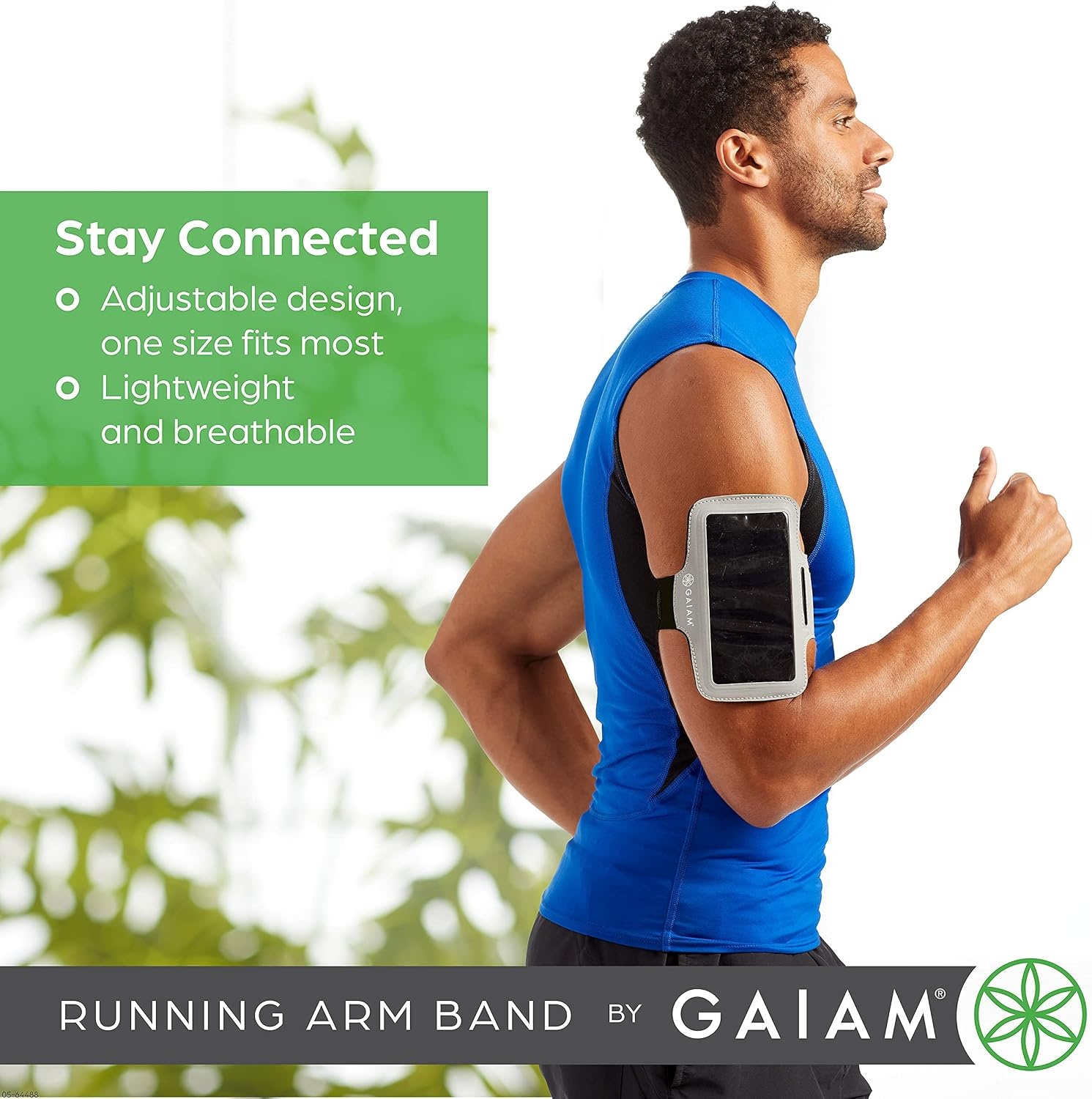image:imageGaiam Running Arm Band Clear Window Phone Holder with AirPods Bag or Keys Pocket for Jogging Walking and Running Exercise amp Fitness Adjustable MoistureWicking and Durable Protection
