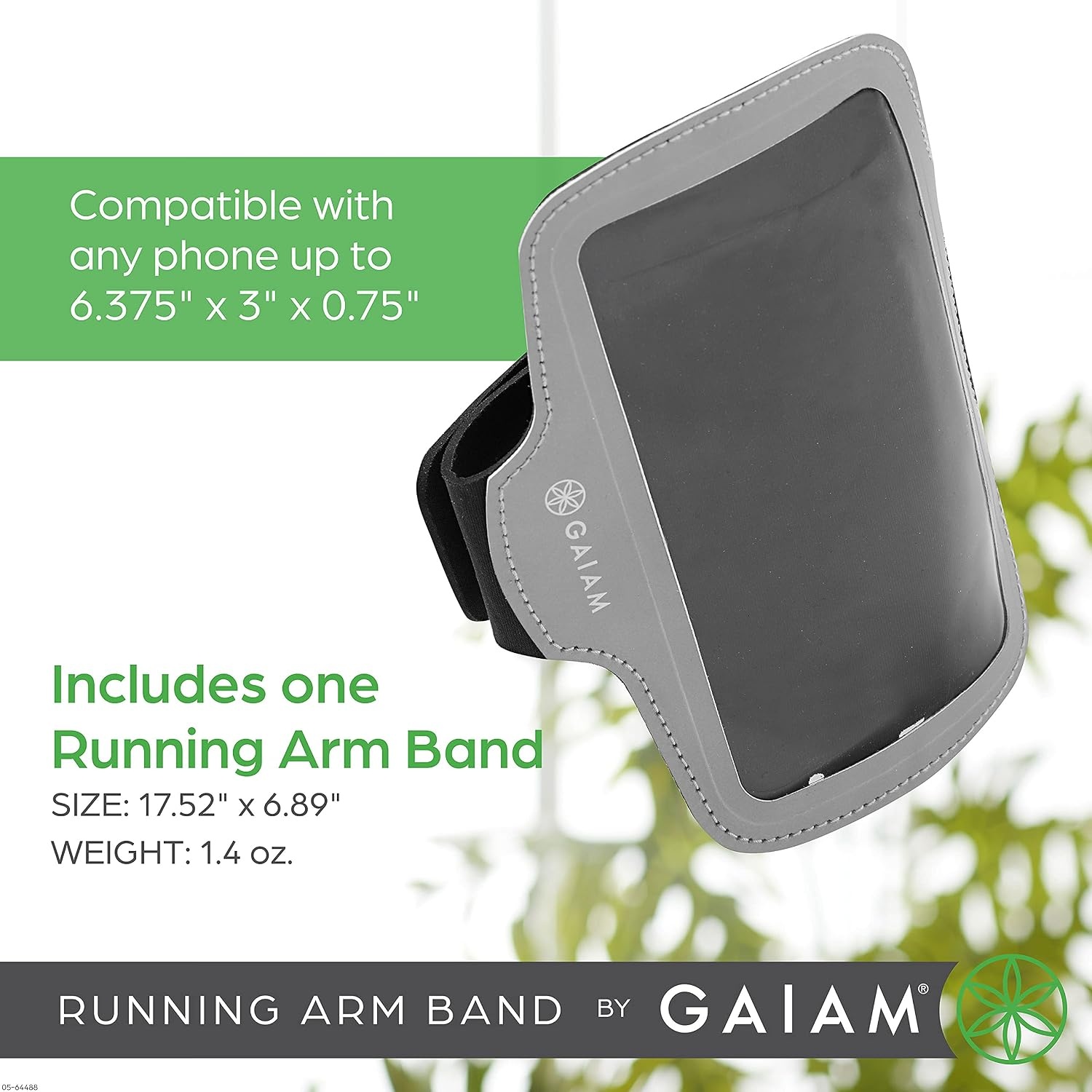 image:imageGaiam Running Arm Band Clear Window Phone Holder with AirPods Bag or Keys Pocket for Jogging Walking and Running Exercise amp Fitness Adjustable MoistureWicking and Durable Protection