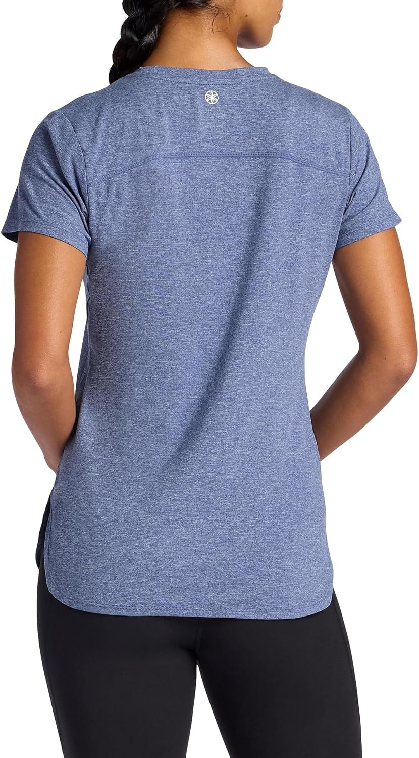 image:imageGaiam Womens Everyday Performance Crewneck TShirt Slim Fit Stretch Lightweight Material MoistureWickingBlue Indigo Heather