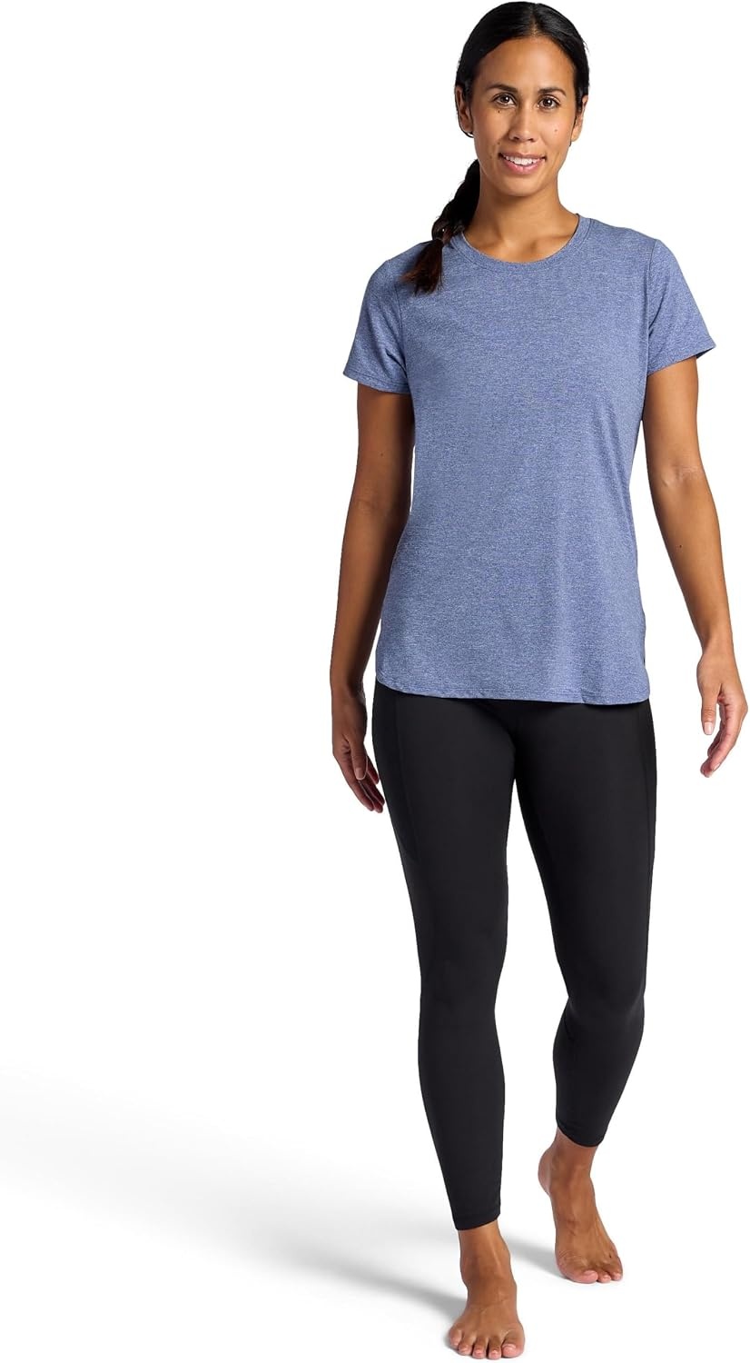 image:imageGaiam Womens Everyday Performance Crewneck TShirt Slim Fit Stretch Lightweight Material MoistureWickingBlue Indigo Heather