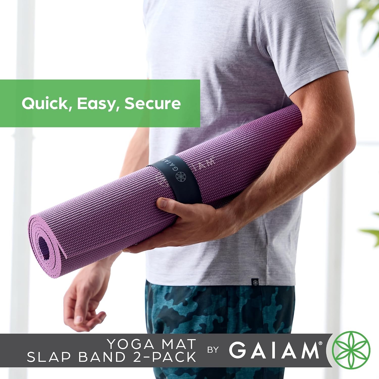 image:imageGaiam Yoga Mat Strap Slap Band Keeps Your Mat Tightly Rolled and Secure with One Snap Strong Clasp for Yoga Mat Storage and Travel Fits Most Size Mats 20 L x 15 W