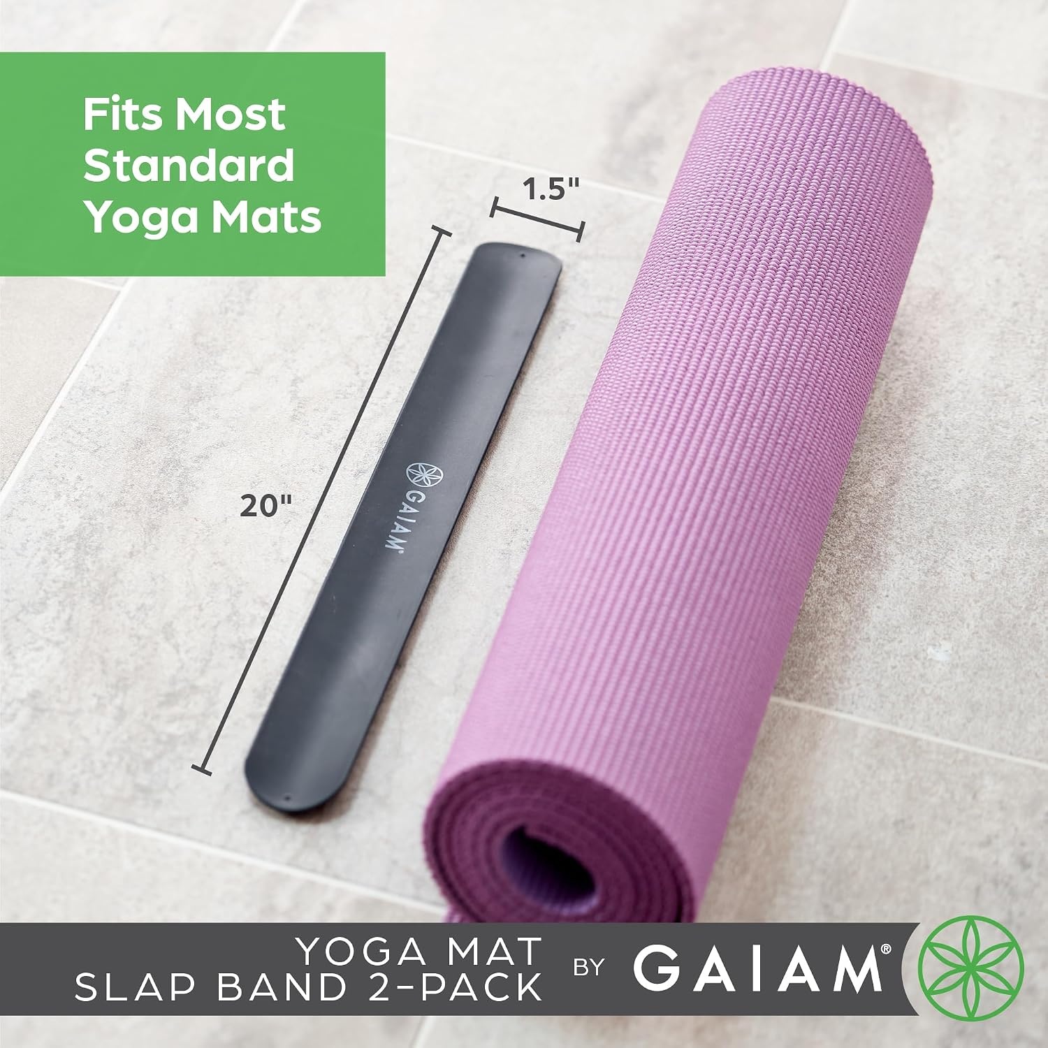 image:imageGaiam Yoga Mat Strap Slap Band Keeps Your Mat Tightly Rolled and Secure with One Snap Strong Clasp for Yoga Mat Storage and Travel Fits Most Size Mats 20 L x 15 W