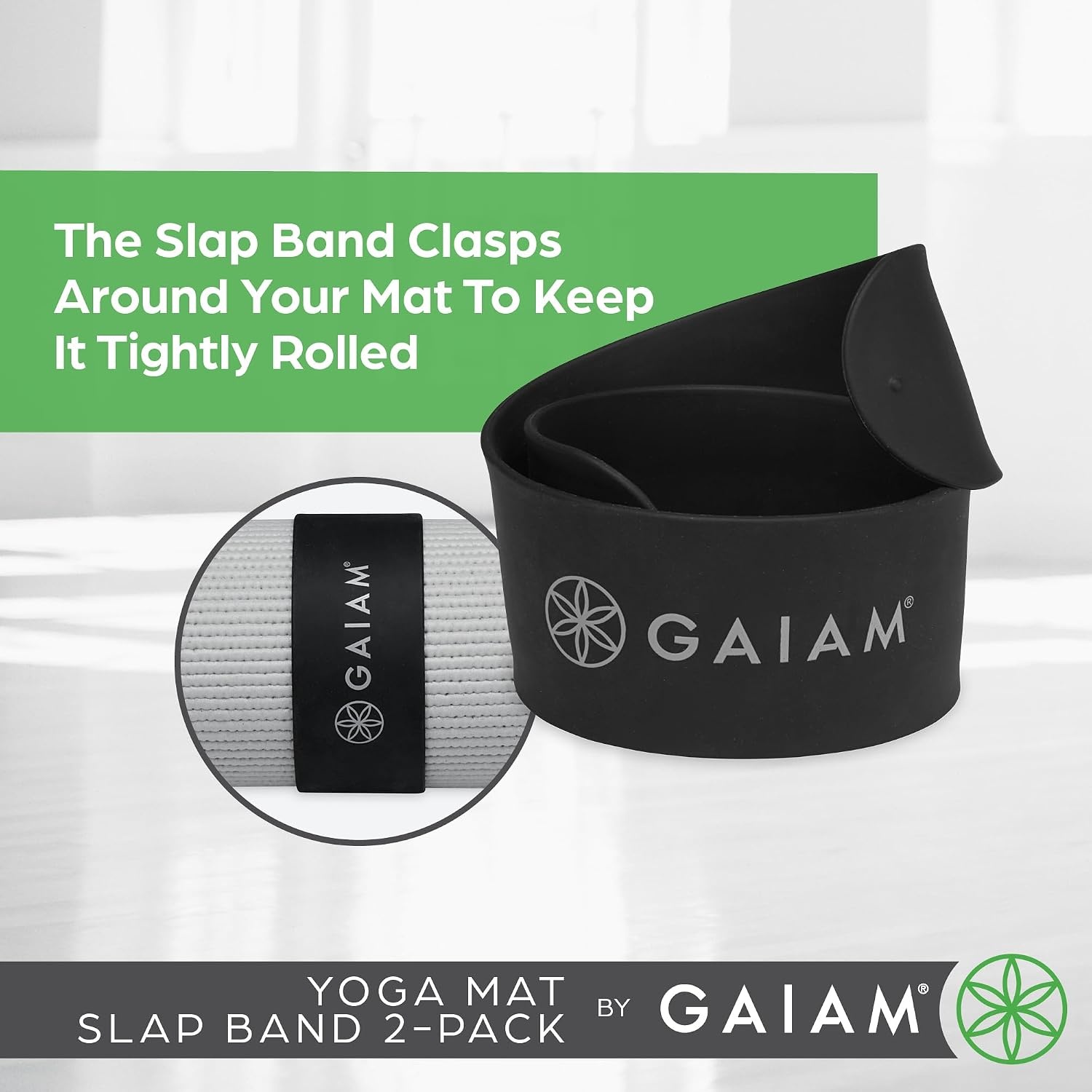 image:imageGaiam Yoga Mat Strap Slap Band Keeps Your Mat Tightly Rolled and Secure with One Snap Strong Clasp for Yoga Mat Storage and Travel Fits Most Size Mats 20 L x 15 W