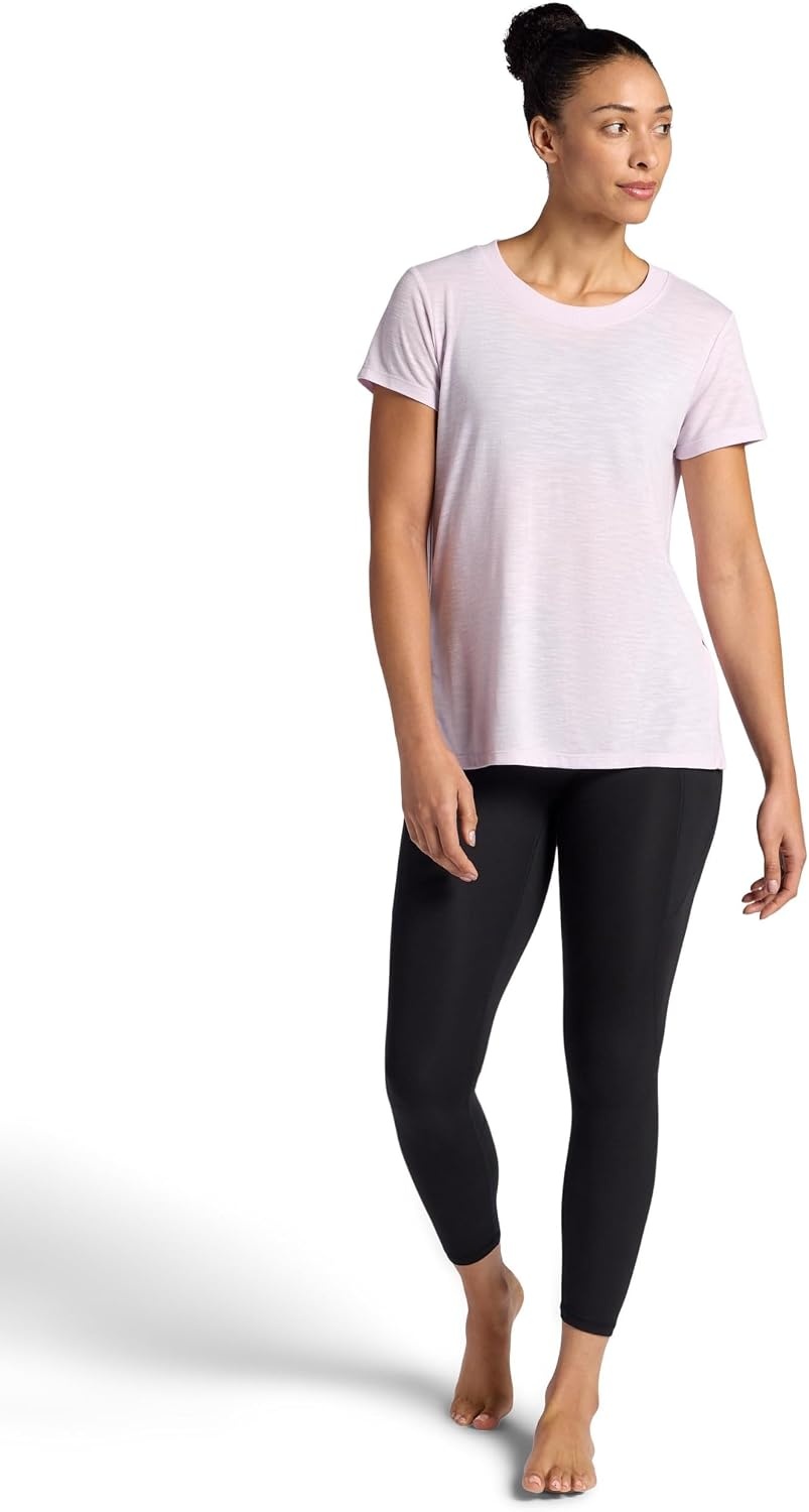 image:imageGaiam Womens Restore Rib Mix TShirt Relaxed Fit Lightweight Heathered Material HighLow HemOrchid Hush