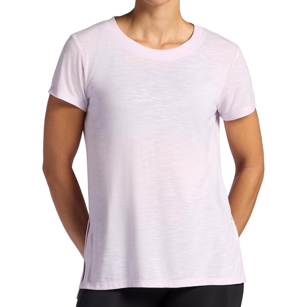 image:imageGaiam Womens Restore Rib Mix TShirt Relaxed Fit Lightweight Heathered Material HighLow HemOrchid Hush