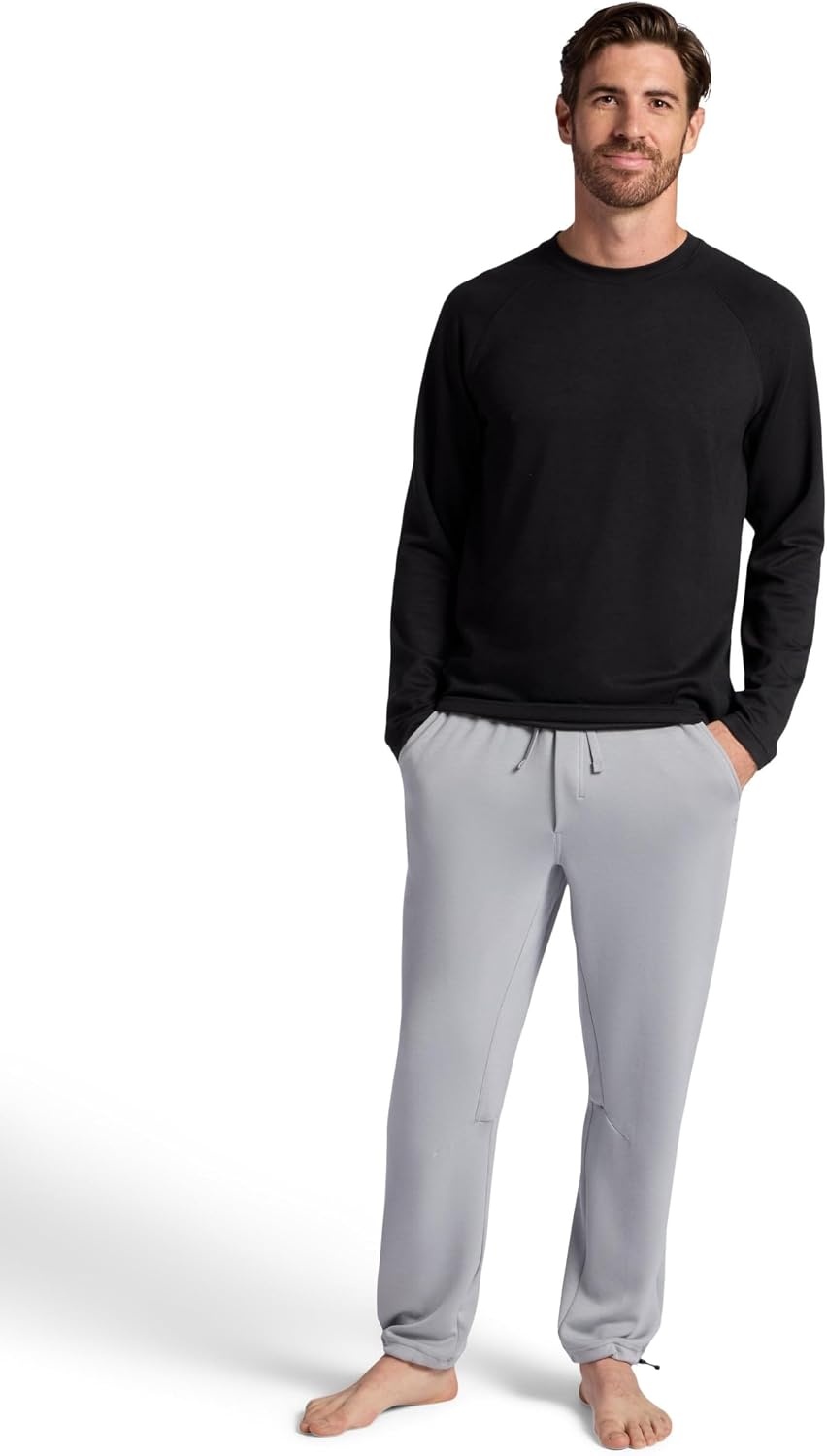 image:imageGaiam Mens Flow State Long Sleeve Crewneck Top Standard Fit Stretch Midweight MaterialBlack