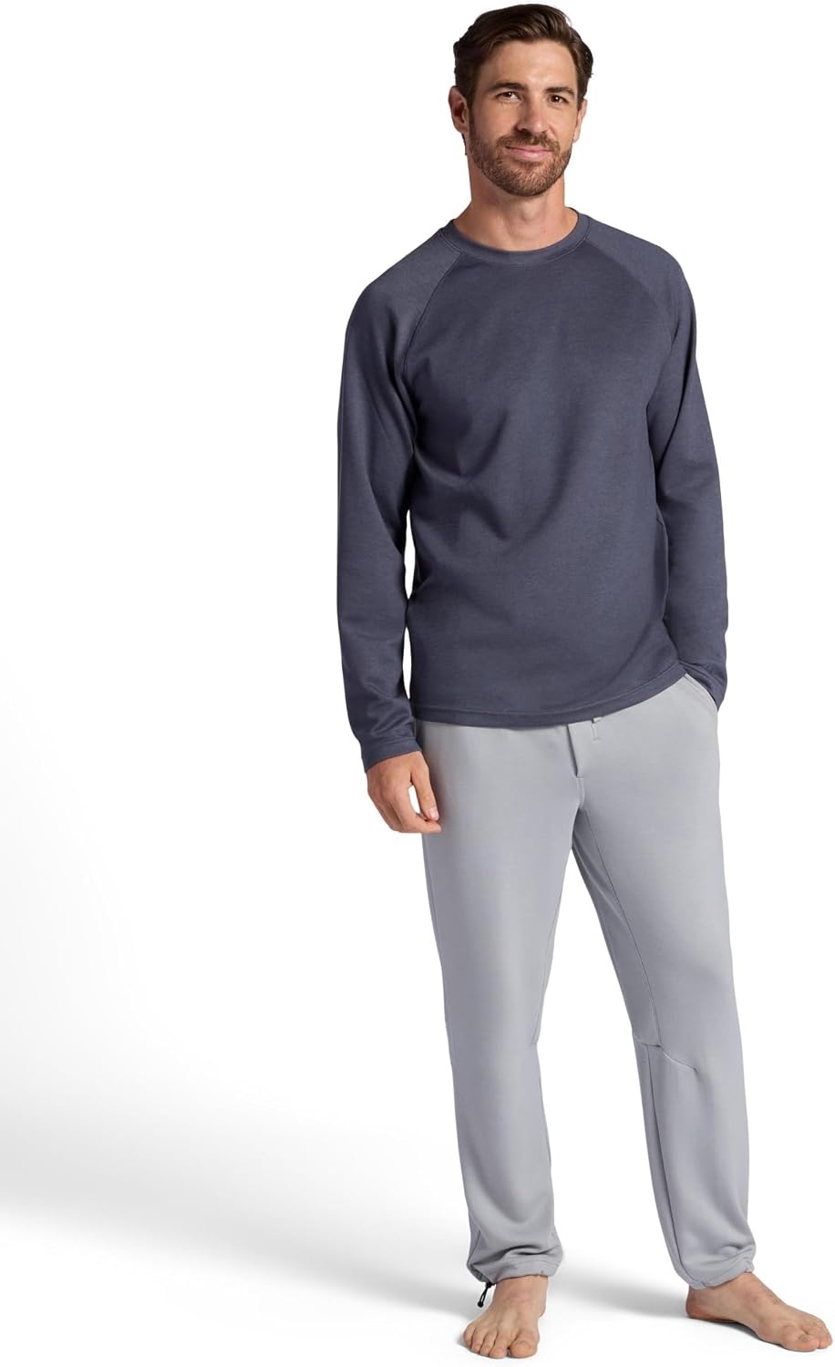 image:imageGaiam Mens Flow State Long Sleeve Crewneck Top Standard Fit Stretch Midweight MaterialCool Grey Heather