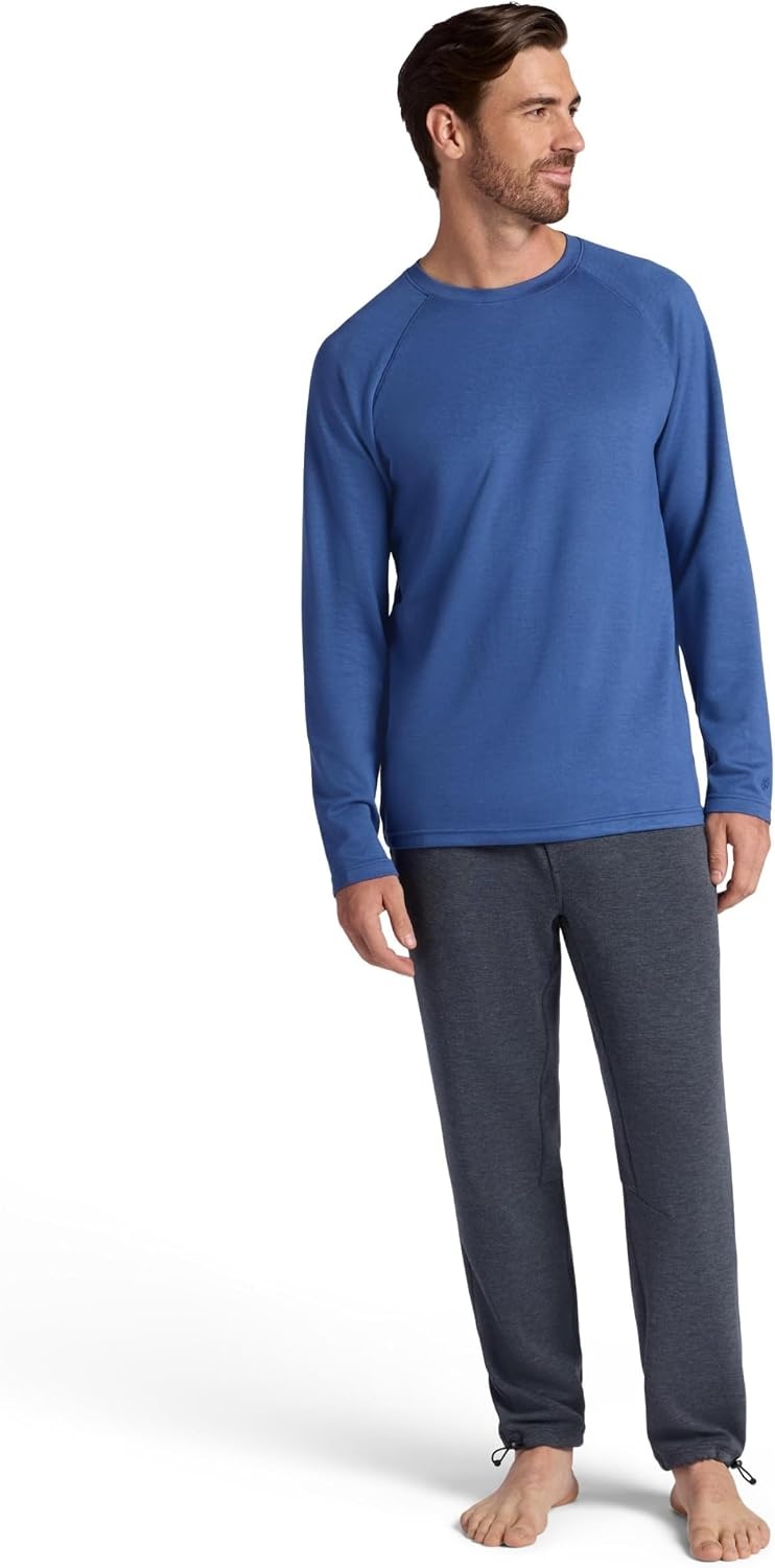 image:imageGaiam Mens Flow State Long Sleeve Crewneck Top Standard Fit Stretch Midweight MaterialTrue Navy