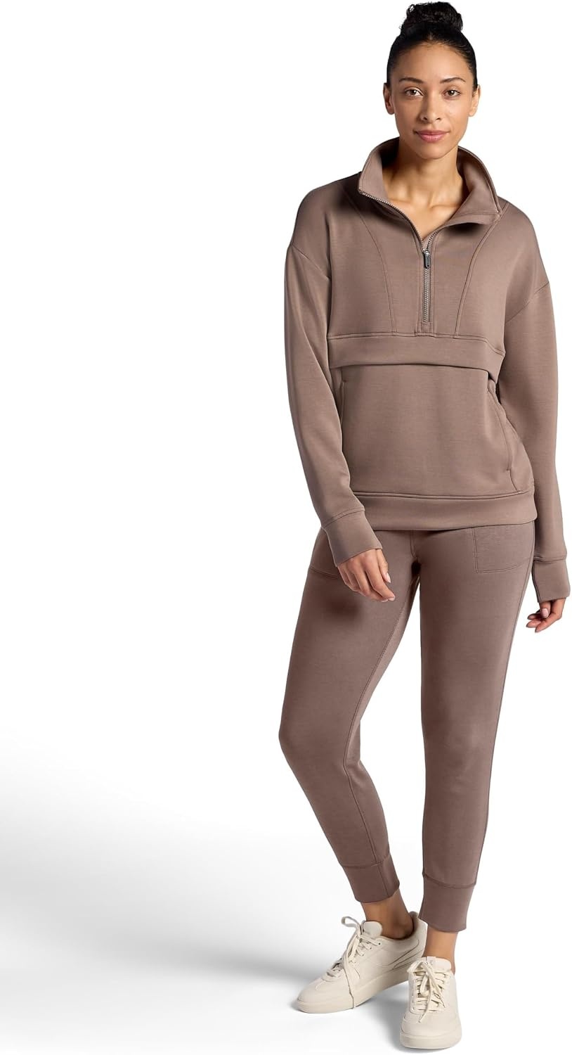 image:imageGaiam Womens Popover Quarterzip Relaxed Cropped Fit Stretch Midweight MaterialFalcon
