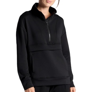 Gaiam Women’s Popover Quarter-zip, Relaxed Cropped Fit, Stretch Midweight Material(Black (Tap Shoe))